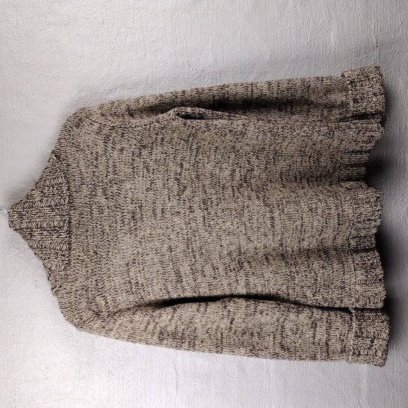 LIZ Claiborne Tan Marbled Cable Knit Cowl Neck Long Sleeve Tunic Sweater - Picture 9 of 11